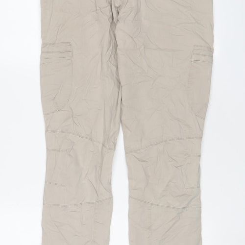 X&More Womens Beige Cotton Cargo Trousers Size 12 L30 in Regular Zip - Zip