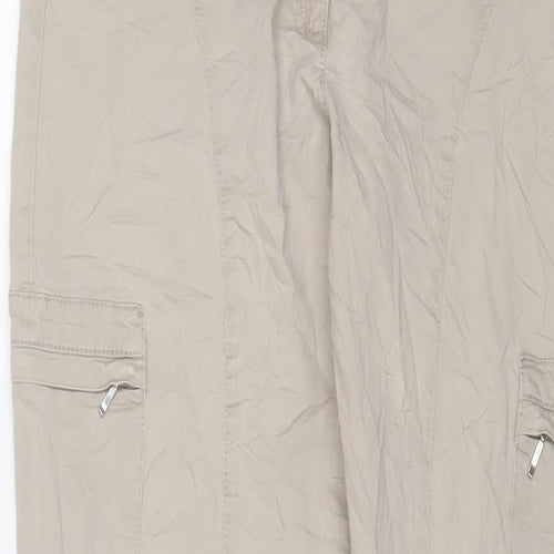 X&More Womens Beige Cotton Cargo Trousers Size 12 L30 in Regular Zip - Zip