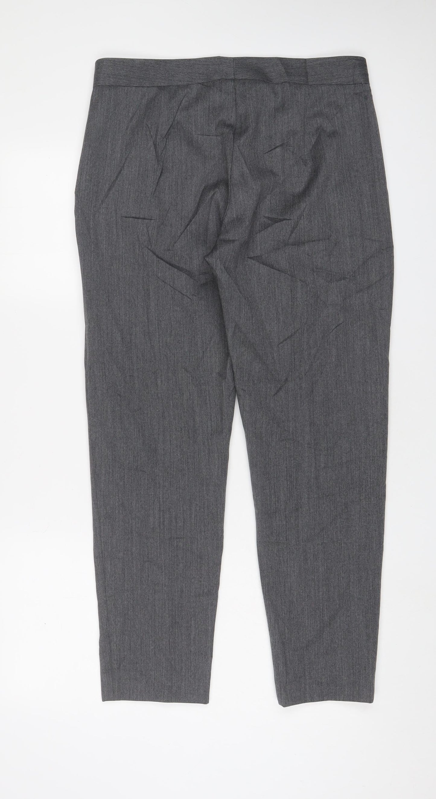 French Connection Womens Grey Wool Trousers Size 12 L28 in Regular Hook & Eye