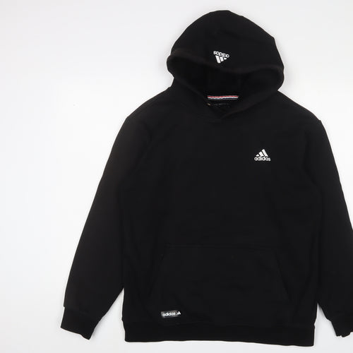 adidas Mens Black Cotton Pullover Hoodie Size M - Logo