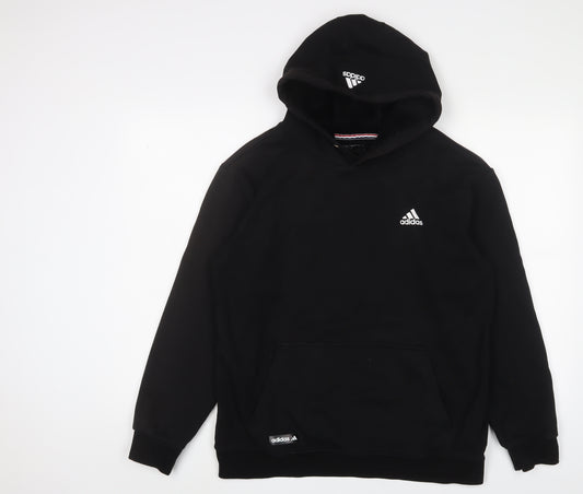 adidas Mens Black Cotton Pullover Hoodie Size M - Logo