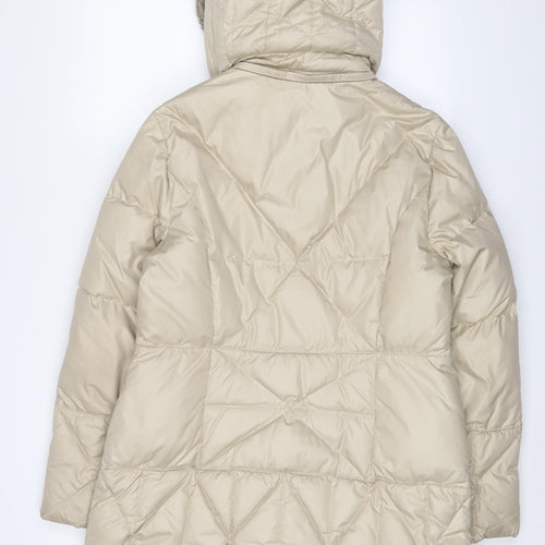 Olsen Womens Beige Quilted Coat Size 14 Zip - Zip Pockets