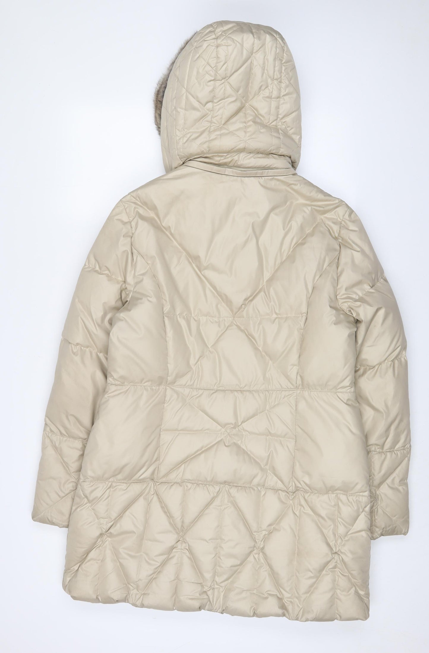 Olsen Womens Beige Quilted Coat Size 14 Zip - Zip Pockets