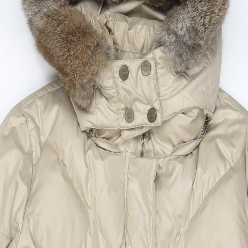 Olsen Womens Beige Quilted Coat Size 14 Zip - Zip Pockets