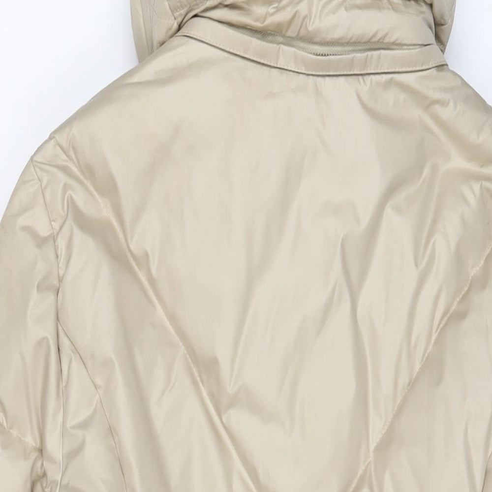 Olsen Womens Beige Quilted Coat Size 14 Zip - Zip Pockets