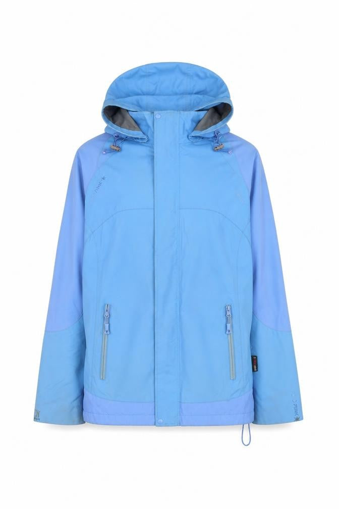 Front view of KOKO Pink women’s blue jacket coat, size UK 16, zip - logo, embroidered