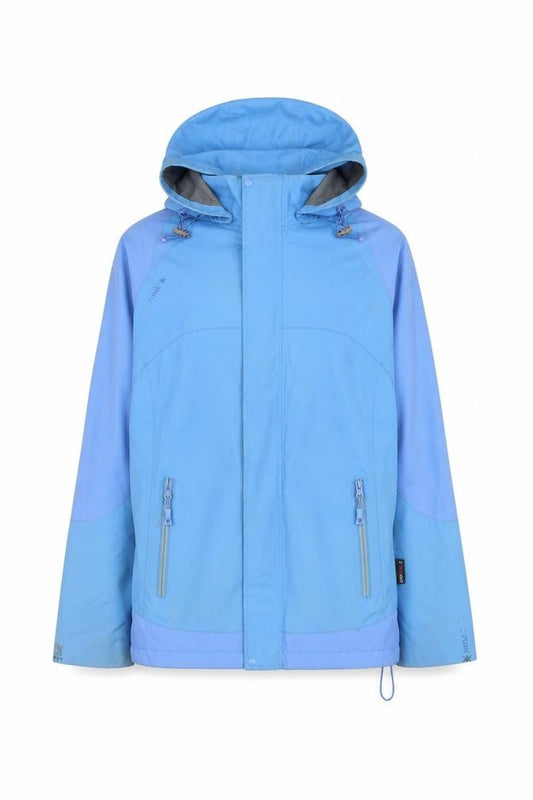 Front view of KOKO Pink women’s blue jacket coat, size UK 16, zip - logo, embroidered