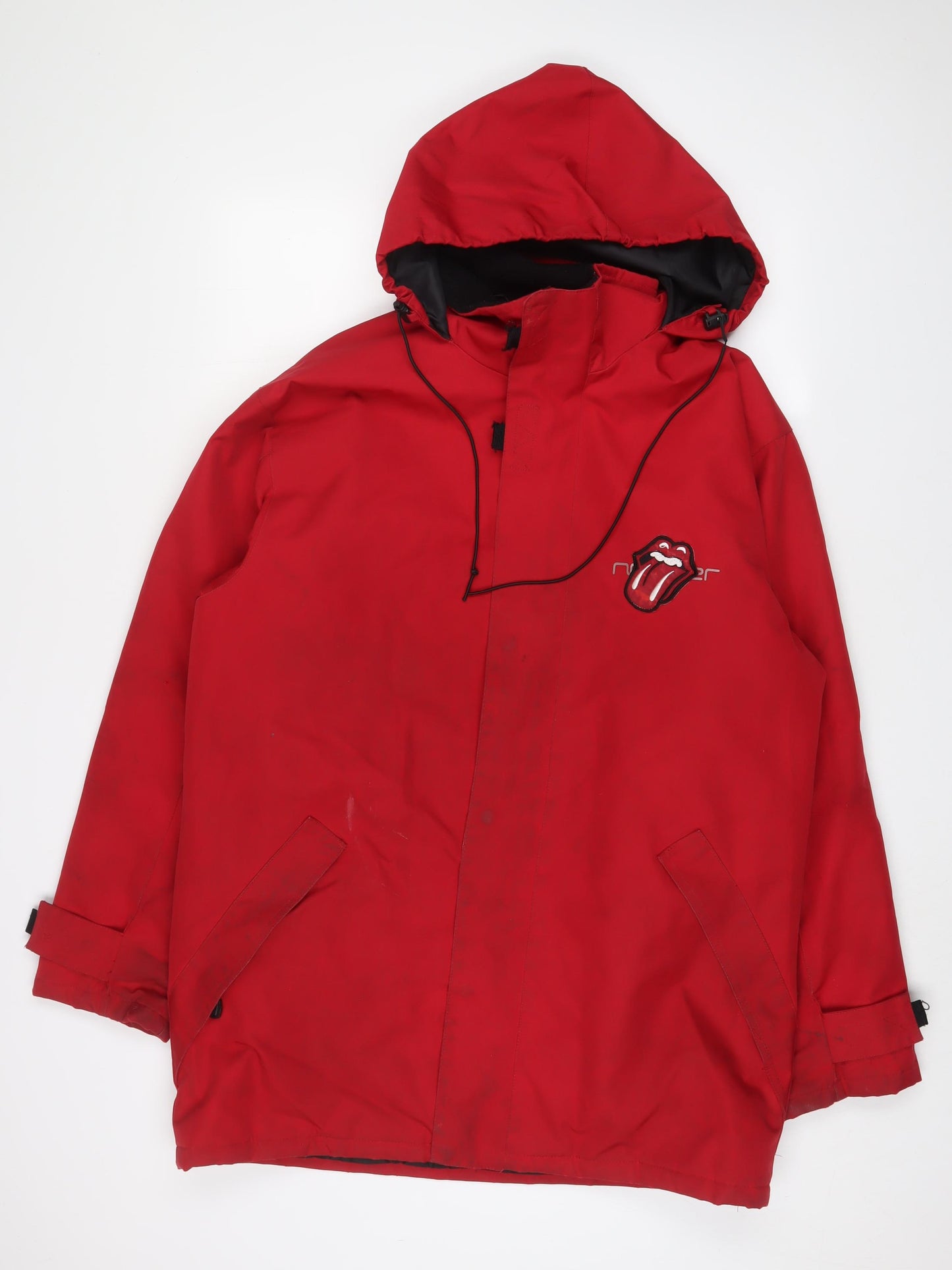 Kariban Mens Red Parka Coat Size L Zip - Embroidered