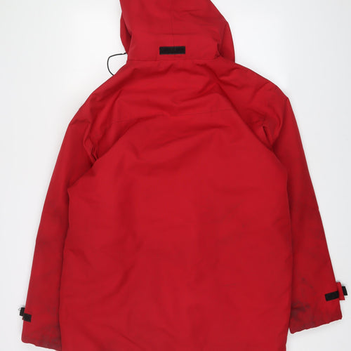 Kariban Mens Red Parka Coat Size L Zip - Embroidered