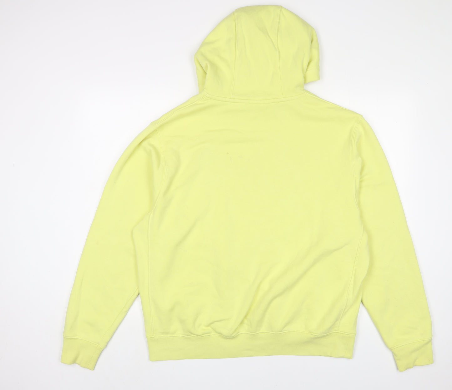 Nike Mens Yellow Cotton Pullover Hoodie Size L - Logo, Embroidered