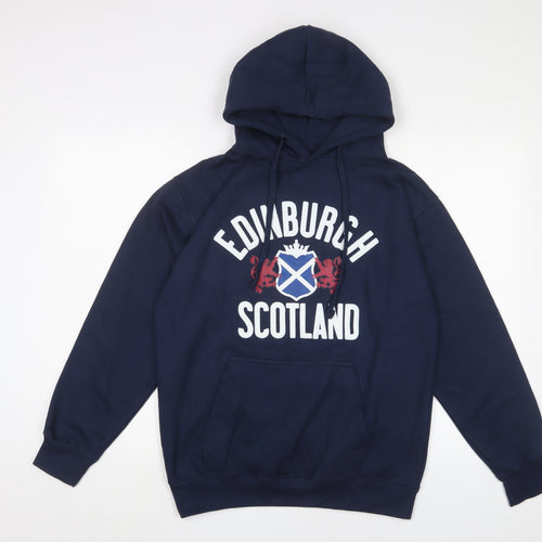 Edinburgh Scotland Mens Blue Cotton Pullover Hoodie Size M