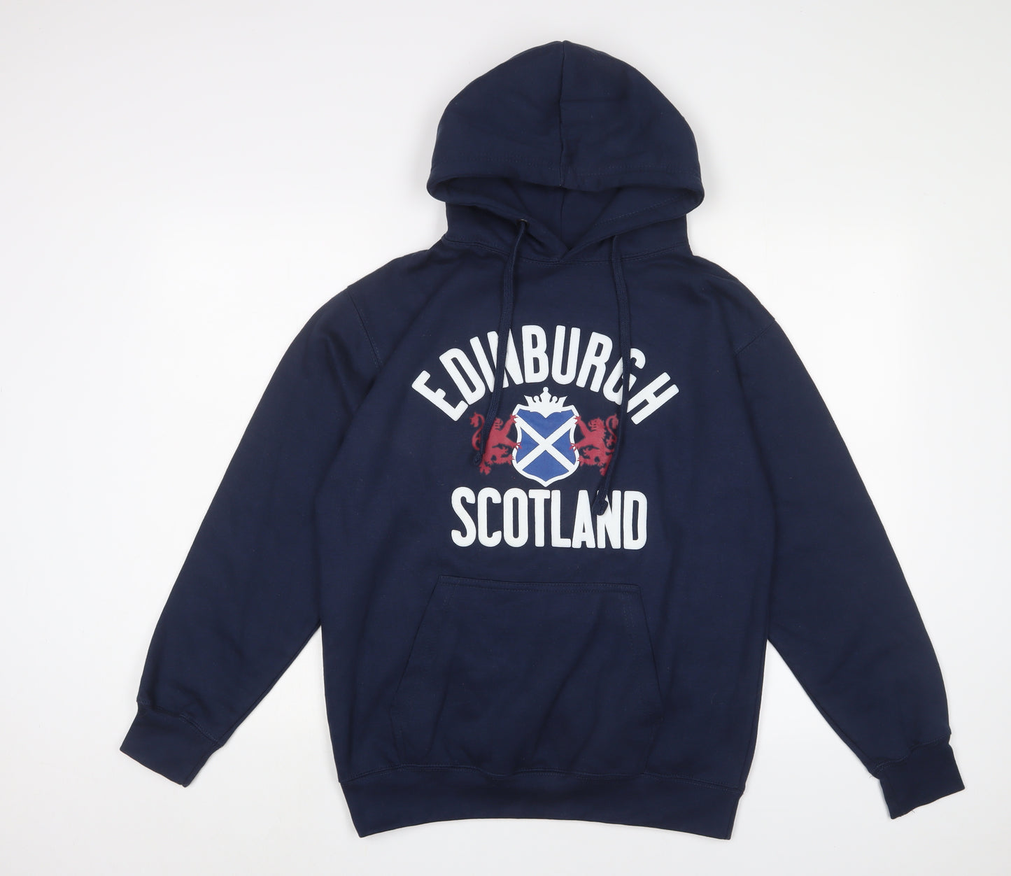 Edinburgh Scotland Mens Blue Cotton Pullover Hoodie Size M