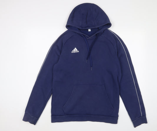 adidas Mens Blue Cotton Pullover Hoodie Size M - Logo