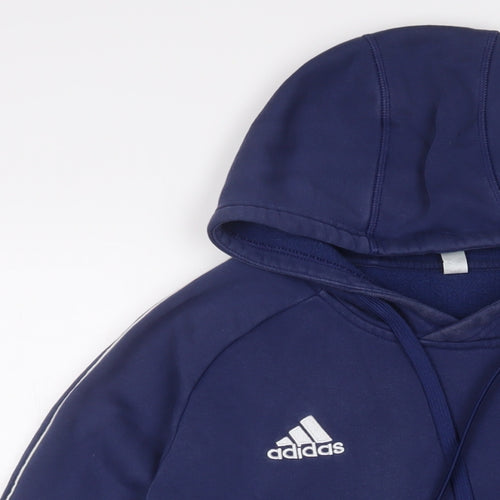 adidas Mens Blue Cotton Pullover Hoodie Size M - Logo