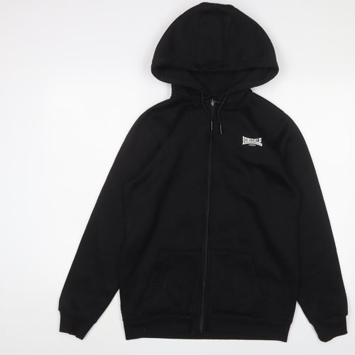 Lonsdale Mens Black Polyester Full Zip Hoodie Size S - Logo