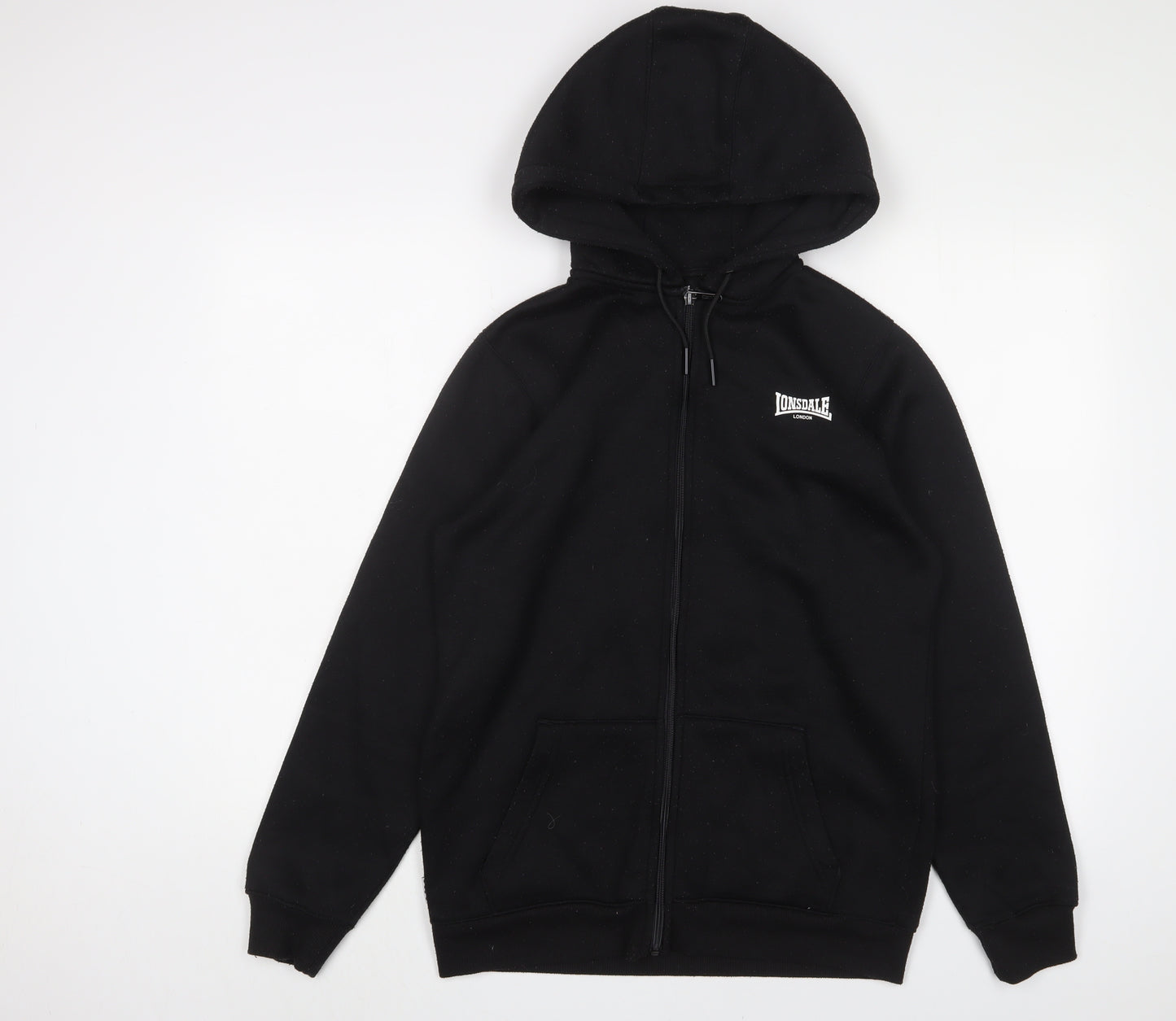 Lonsdale Mens Black Polyester Full Zip Hoodie Size S - Logo