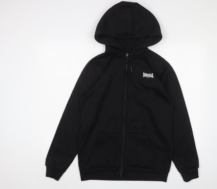 Lonsdale Mens Black Polyester Full Zip Hoodie Size S - Logo