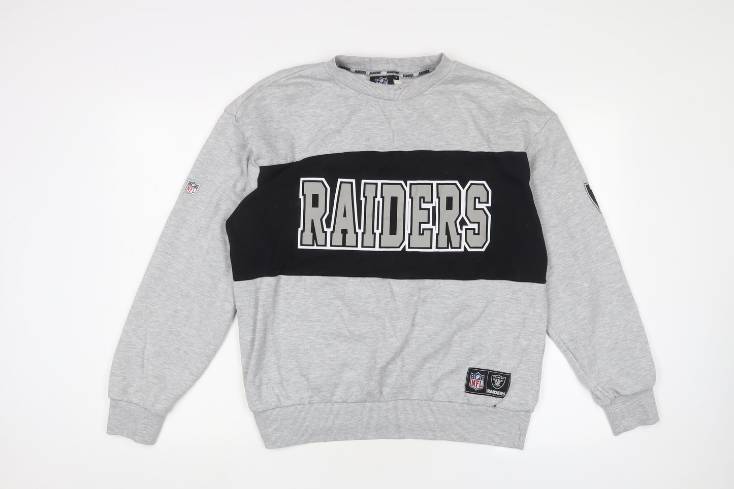 NFL Mens Grey Cotton Pullover Sweatshirt Size S - Raiders