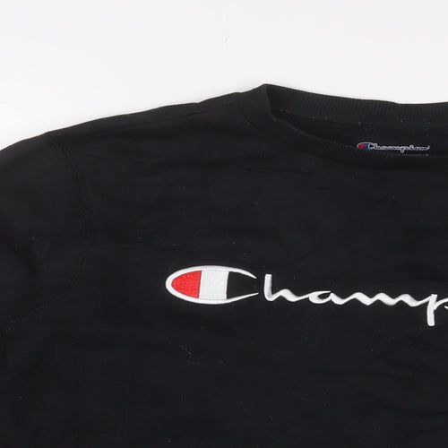 Champion Womens Black Cotton Pullover Sweatshirt Size L Pullover - Logo, Embroidered