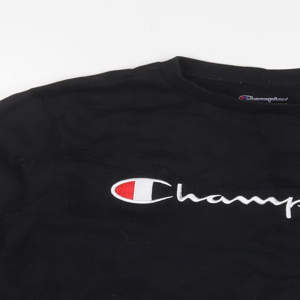 Champion Womens Black Cotton Pullover Sweatshirt Size L Pullover - Logo, Embroidered
