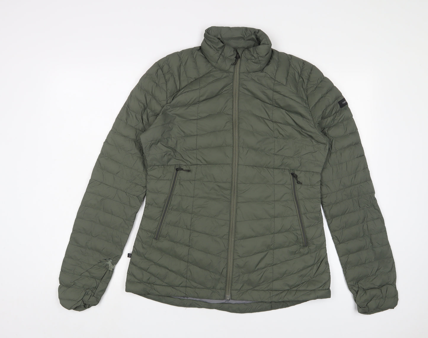 DECATHLON Mens Green Puffer Jacket Jacket Size M Zip - Zip Pockets