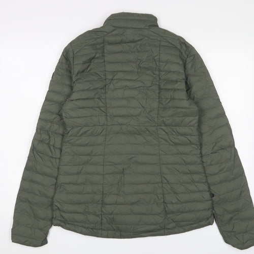 DECATHLON Mens Green Puffer Jacket Jacket Size M Zip - Zip Pockets