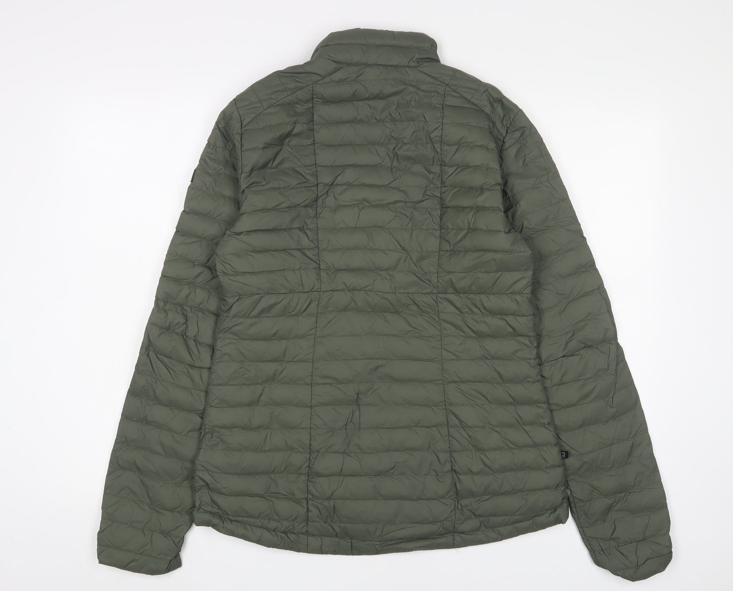DECATHLON Mens Green Puffer Jacket Jacket Size M Zip - Zip Pockets