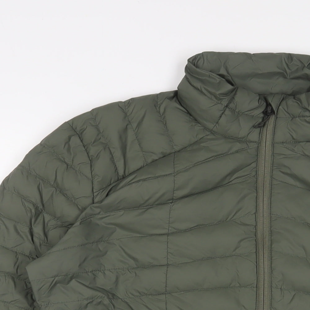 DECATHLON Mens Green Puffer Jacket Jacket Size M Zip - Zip Pockets