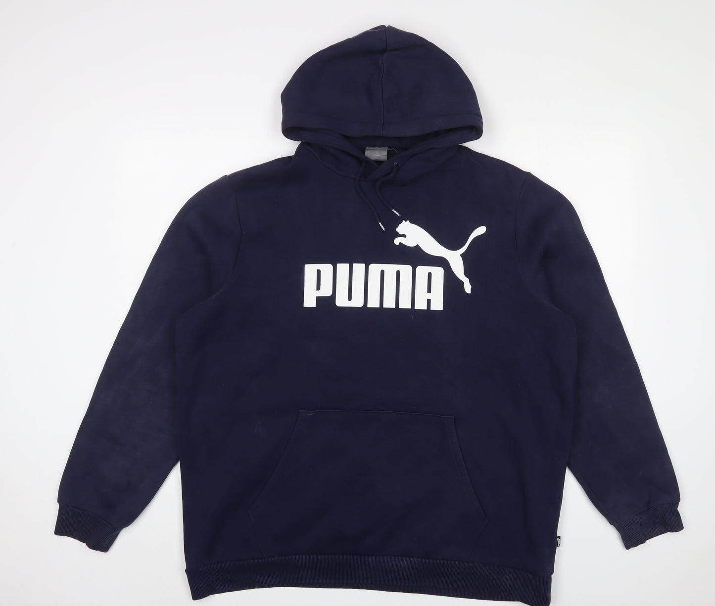 PUMA Mens Blue Cotton Pullover Hoodie Size XL - Logo, Embroidered