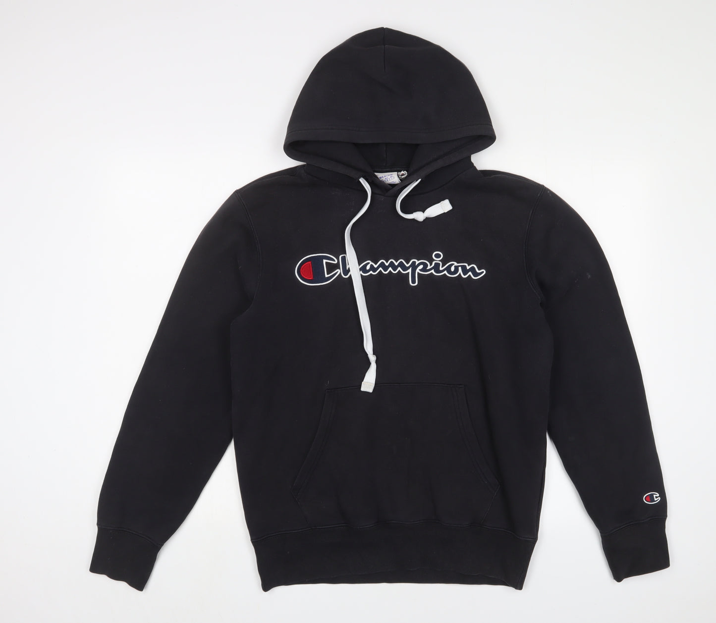 Champion Mens Blue Cotton Pullover Hoodie Size M - Logo, Embroidered