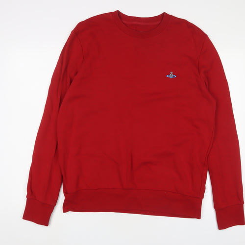 Vivienne Westwood Mens Red Cotton Pullover Sweatshirt Size L - Logo, Embroidered