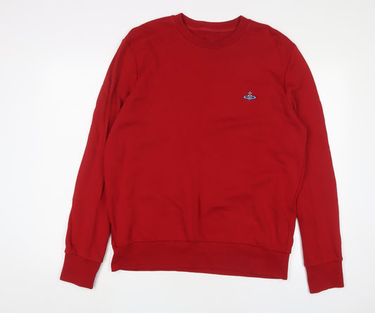 Vivienne Westwood Mens Red Cotton Pullover Sweatshirt Size L - Logo, Embroidered