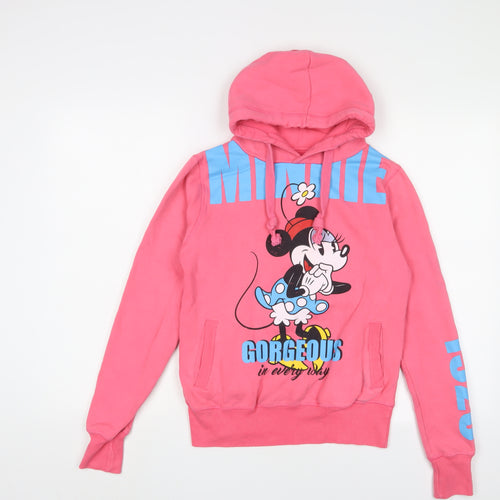 Disney Womens Pink Cotton Pullover Hoodie Size M Pullover - Minnie Mouse