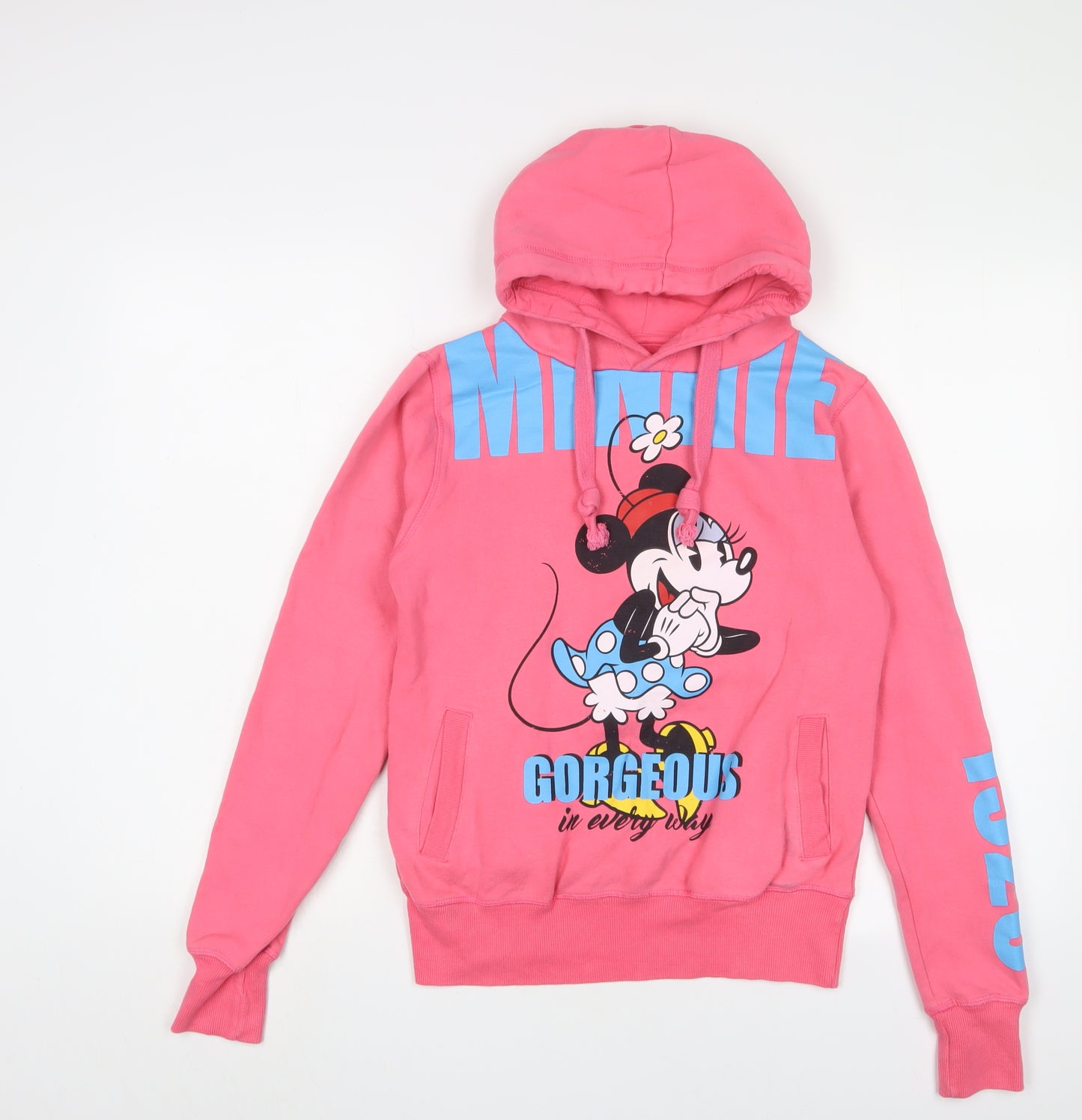 Disney Womens Pink Cotton Pullover Hoodie Size M Pullover - Minnie Mouse