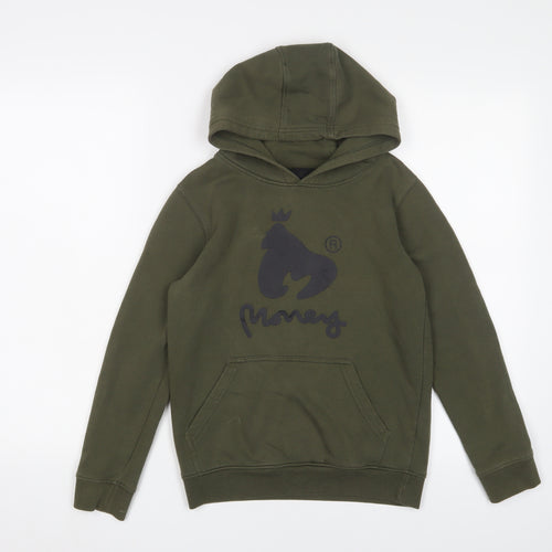 Money Boys Green Cotton Pullover Hoodie Size 9-10 Years Pullover - Logo