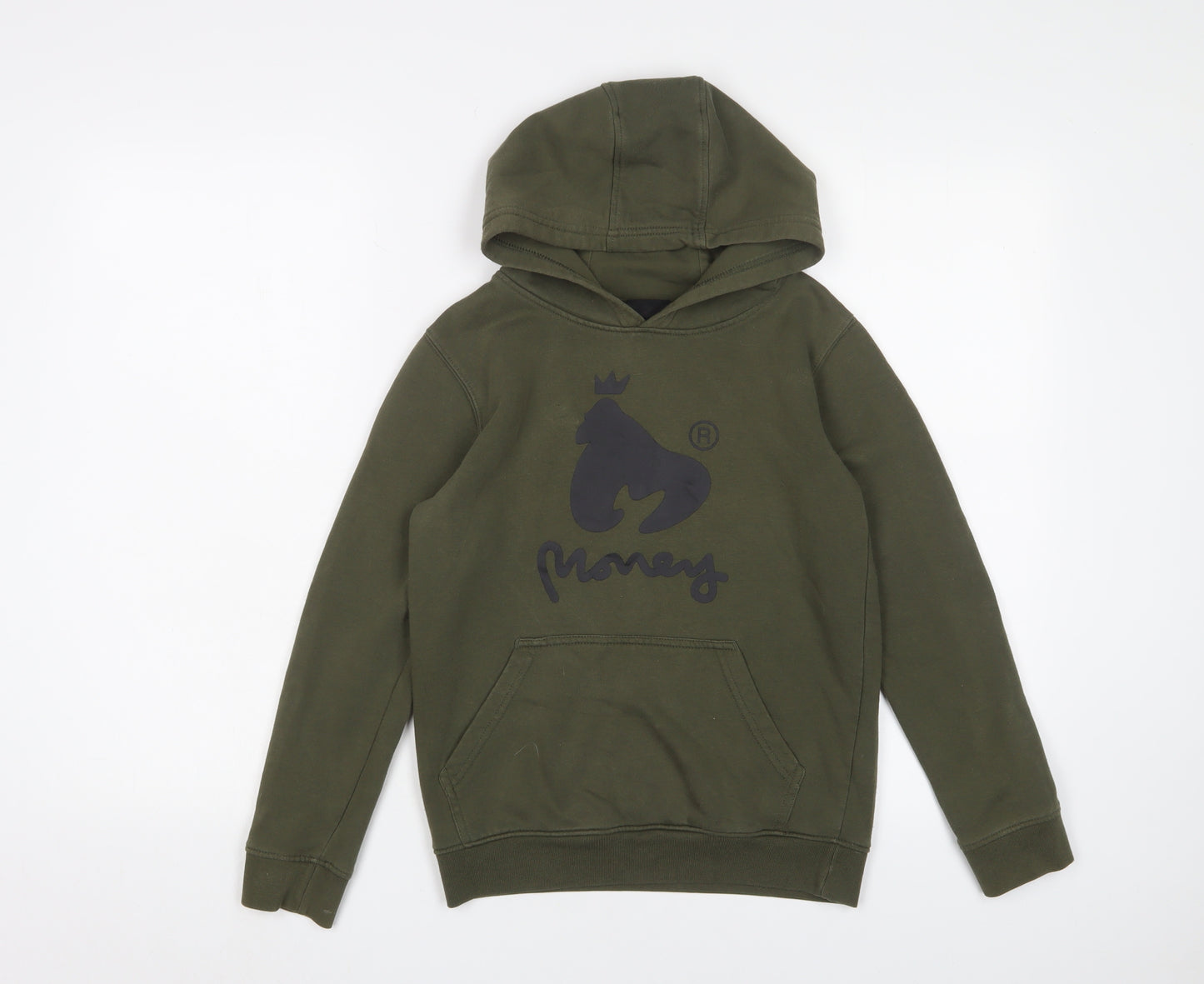 Money Boys Green Cotton Pullover Hoodie Size 9-10 Years Pullover - Logo