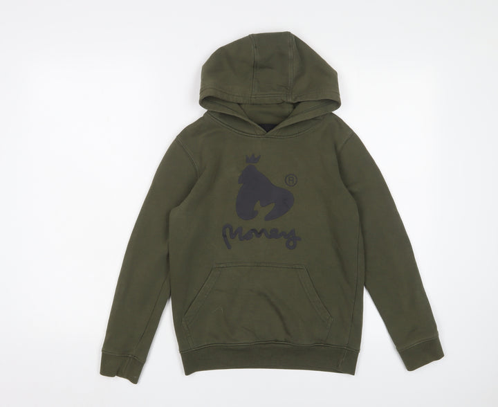 Money Boys Green Cotton Pullover Hoodie Size 9-10 Years Pullover - Logo