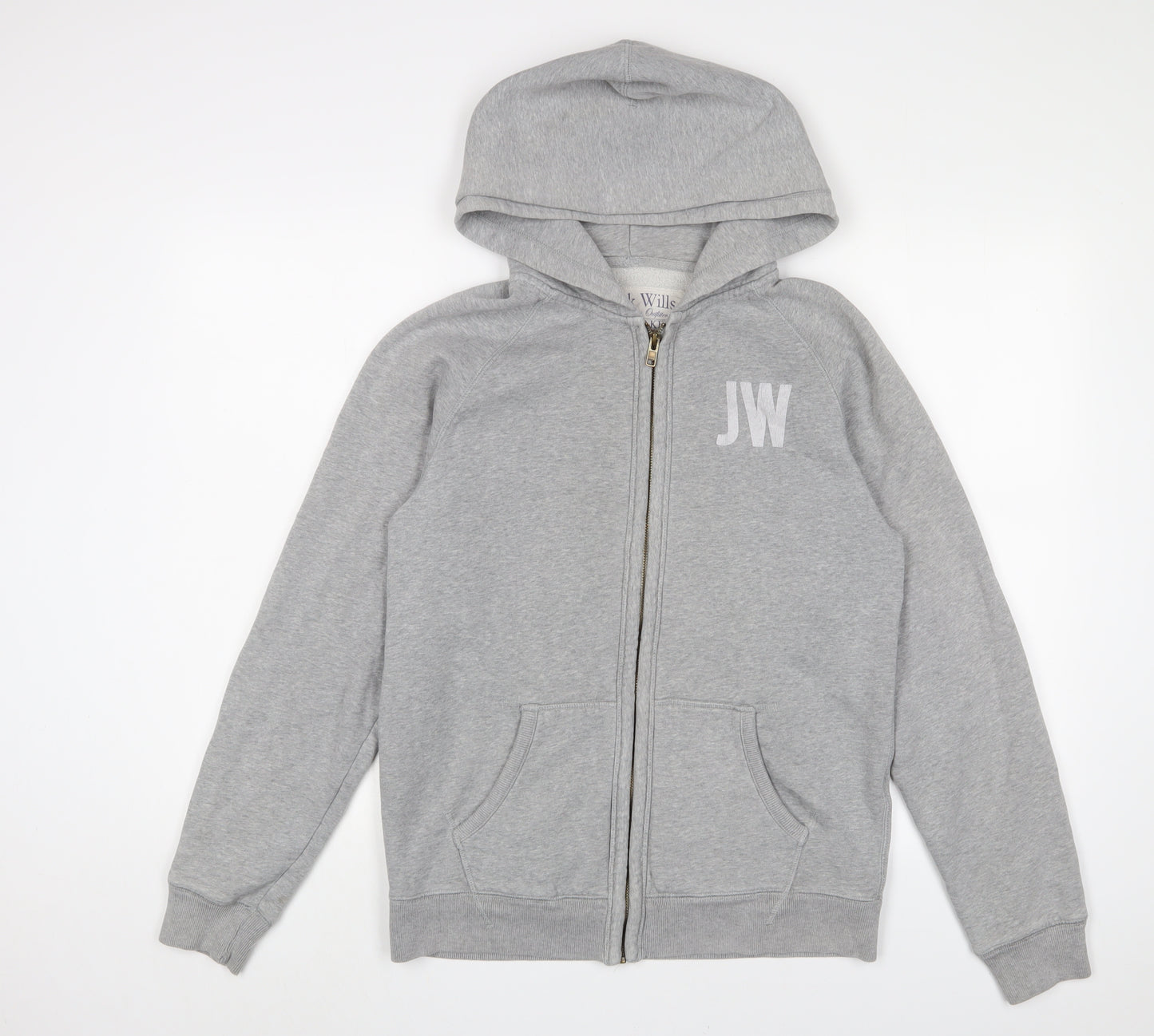 Jack Wills Mens Grey Cotton Full Zip Hoodie Size M - Logo