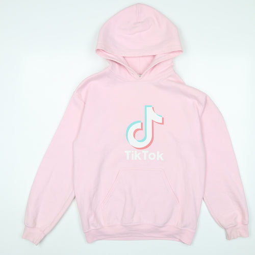 TIKTOK Womens Pink Cotton Pullover Hoodie Size S Pullover