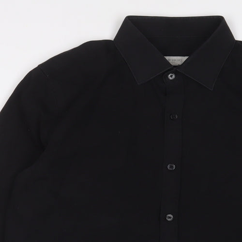 LC Waikiki Mens Black Cotton Button-Up Size M Collared Button