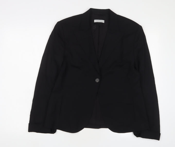 Rene Lezard Womens Black Jacket Blazer Size 12 Button