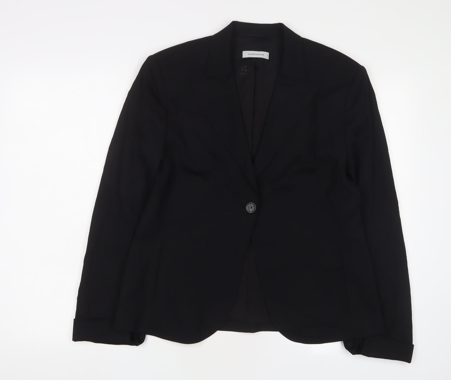 Rene Lezard Womens Black Jacket Blazer Size 12 Button
