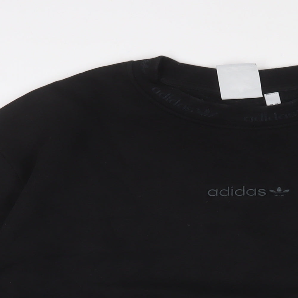 adidas Mens Black Cotton Pullover Sweatshirt Size L - Logo, Embroidered