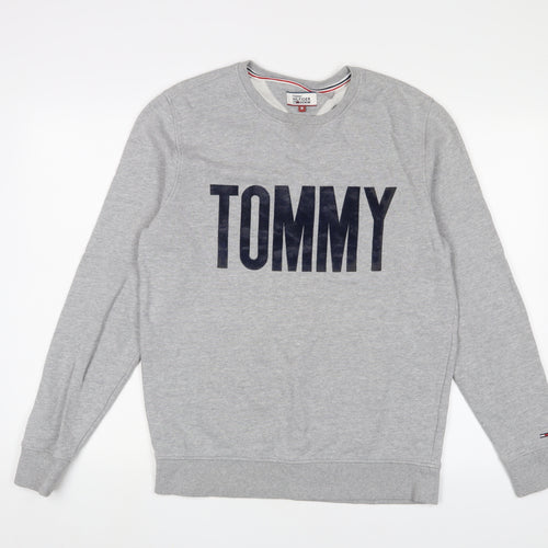 Tommy Hilfiger Mens Grey Cotton Pullover Sweatshirt Size M - Logo