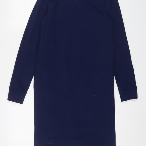 Lands' End Womens Blue Cotton Jumper Dress Size XS Crew Neck Pullover