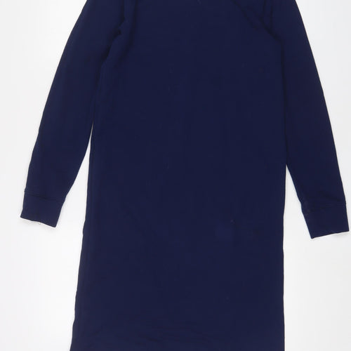 Lands' End Womens Blue Cotton Jumper Dress Size XS Crew Neck Pullover