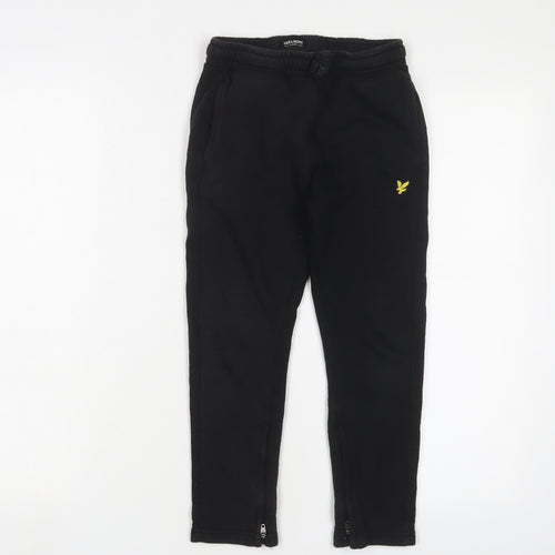 Lyle & Scott Boys Black Cotton Jogger Trousers Size 7-8 Years L20 in Regular Drawstring - Logo, Embroidered