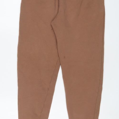 Hoodrich Womens Brown Cotton Jogger Trousers Size S L28 in Regular Drawstring - Logo, Embroidered