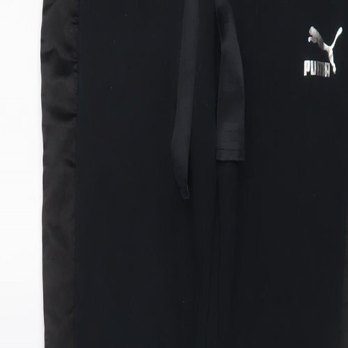 PUMA Womens Black Cotton Jogger Trousers Size 8 L29 in Regular Drawstring - Logo, Embroidered