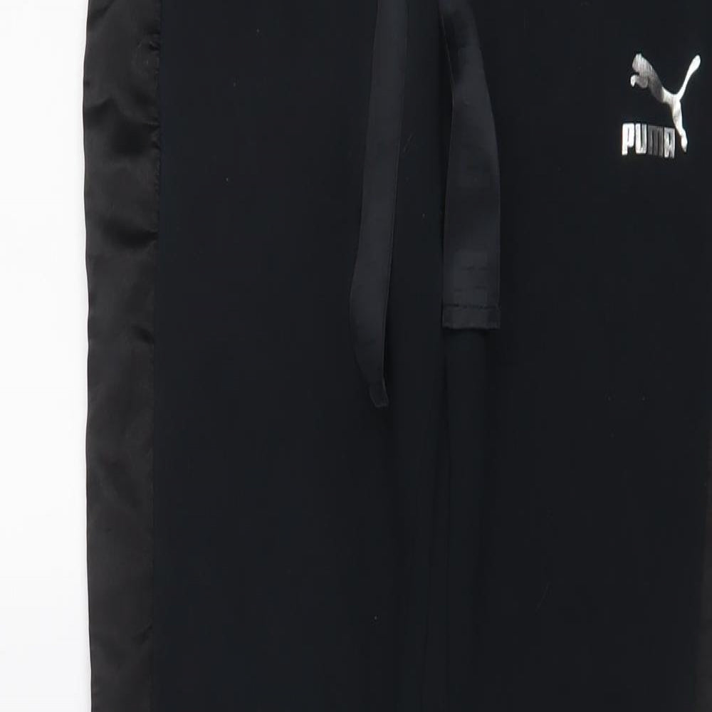 PUMA Womens Black Cotton Jogger Trousers Size 8 L29 in Regular Drawstring - Logo, Embroidered